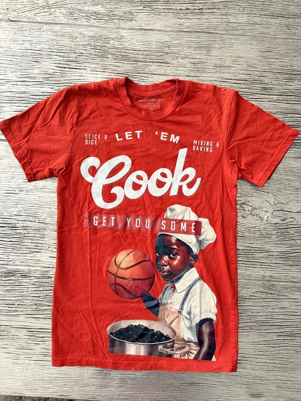 Let 'Em Cook Red Graphic men’s size XS T-Shirt